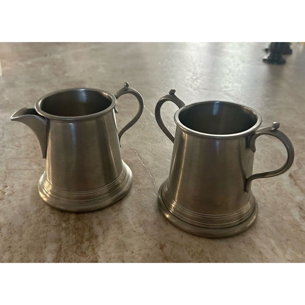 Vintage Pewter Sugar & Creamer